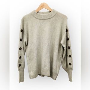 Who What Wear Light Green Sweater with Button Sleeve Details